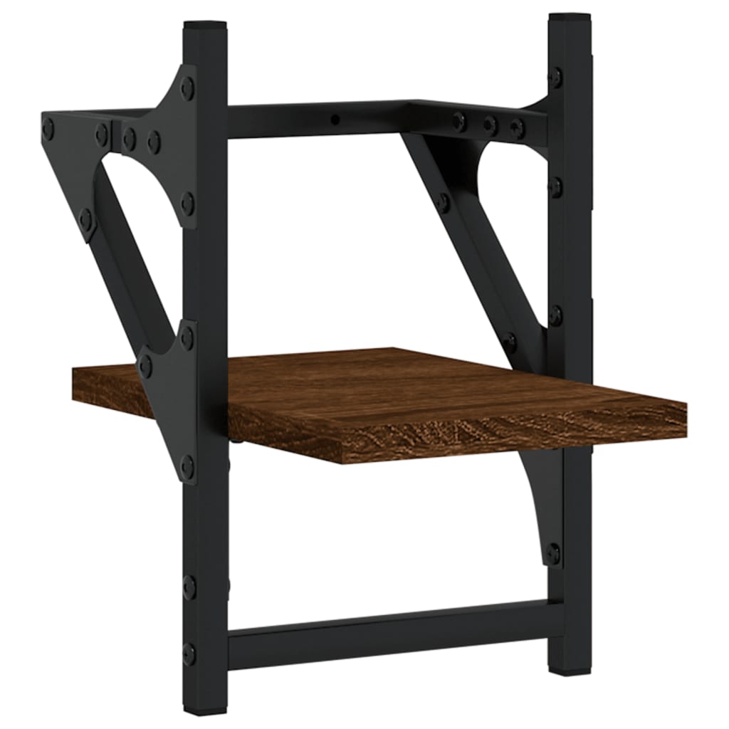 væghylder med stænger 2 stk. 20x25x30 cm brun egetræsfarve