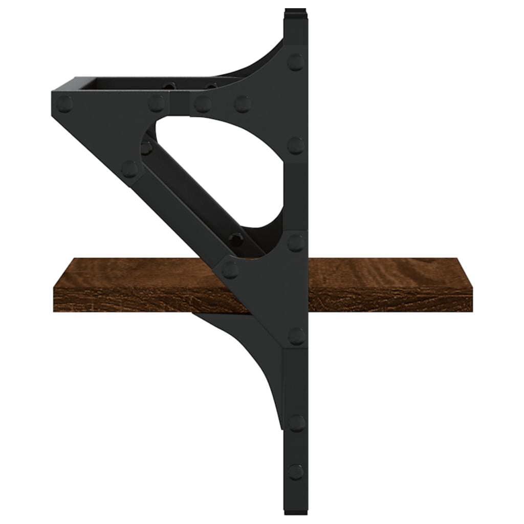 væghylder med stænger 2 stk. 20x25x30 cm brun egetræsfarve