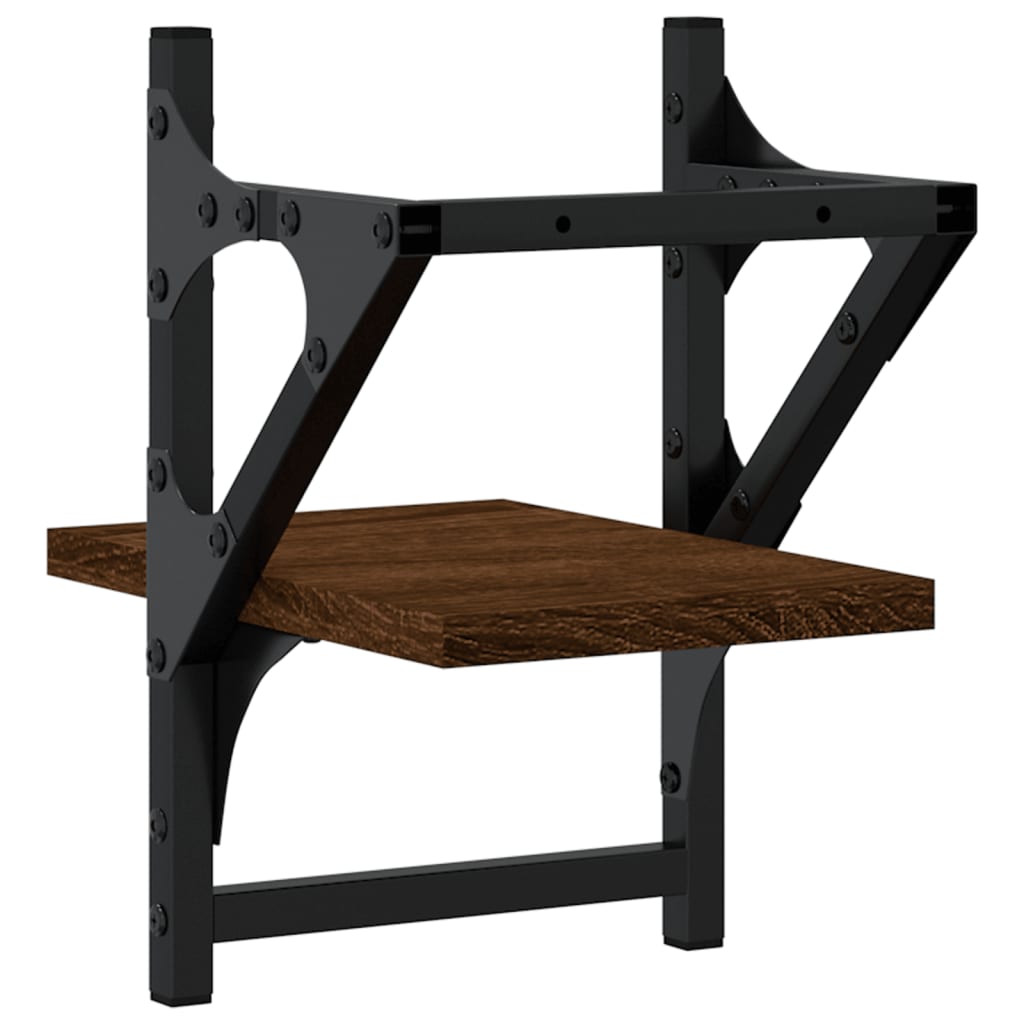 væghylder med stænger 2 stk. 20x25x30 cm brun egetræsfarve