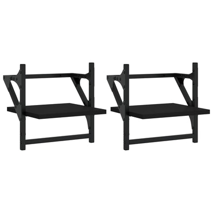 væghylder med stænger 2 stk. 30x25x30 cm sort