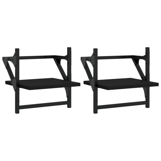 væghylder med stænger 2 stk. 30x25x30 cm sort