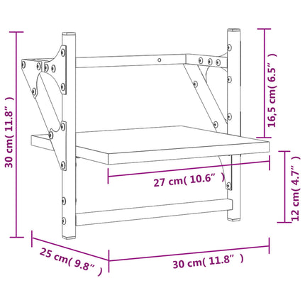 væghylder med stænger 2 stk. 30x25x30 cm sonoma-eg