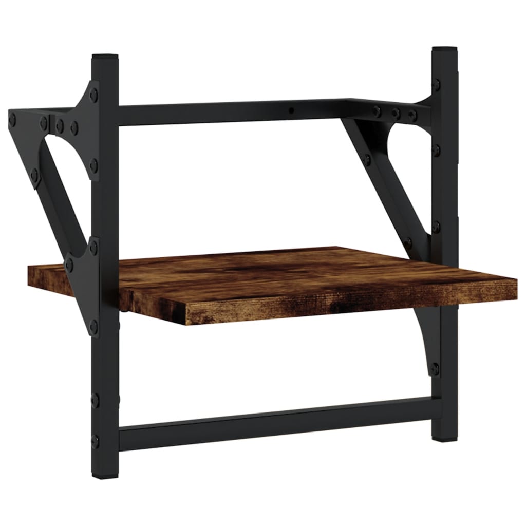 væghylder med stænger 2 stk. 30x25x30 cm røget egetræsfarve
