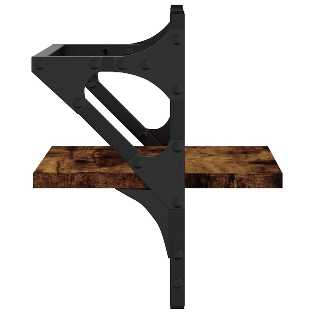 væghylder med stænger 2 stk. 30x25x30 cm røget egetræsfarve