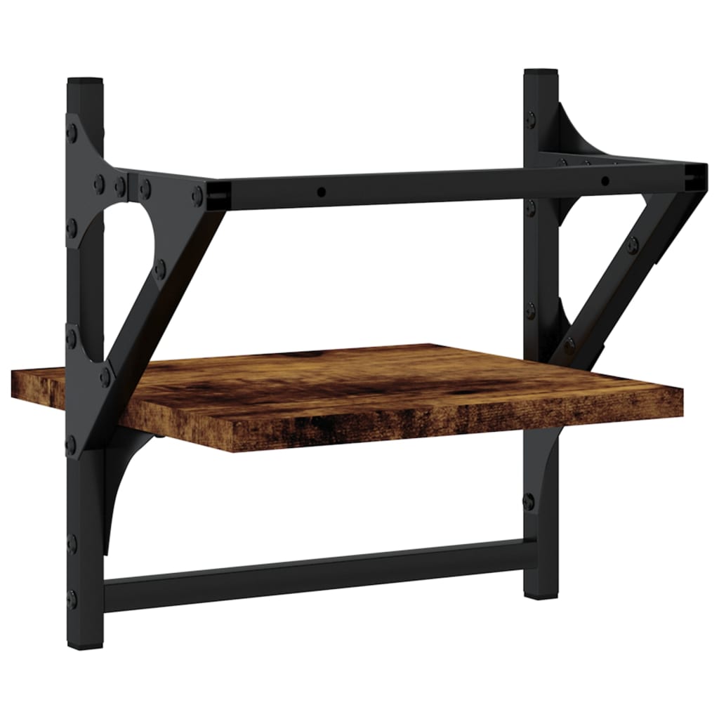væghylder med stænger 2 stk. 30x25x30 cm røget egetræsfarve