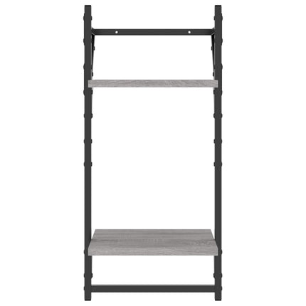 væghylder 2 stk. m. stænger og 2 hylder 30x25x65 cm grå sonoma