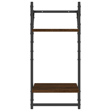væghylder 2 stk. med stænger og 2 hylder 30x25x65 cm brunt eg
