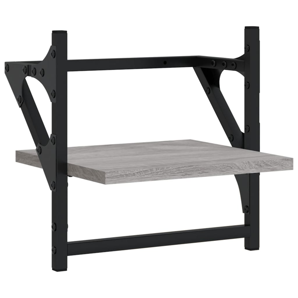 væghyldesæt med stænger 6 dele konstrueret træ grå sonoma-eg