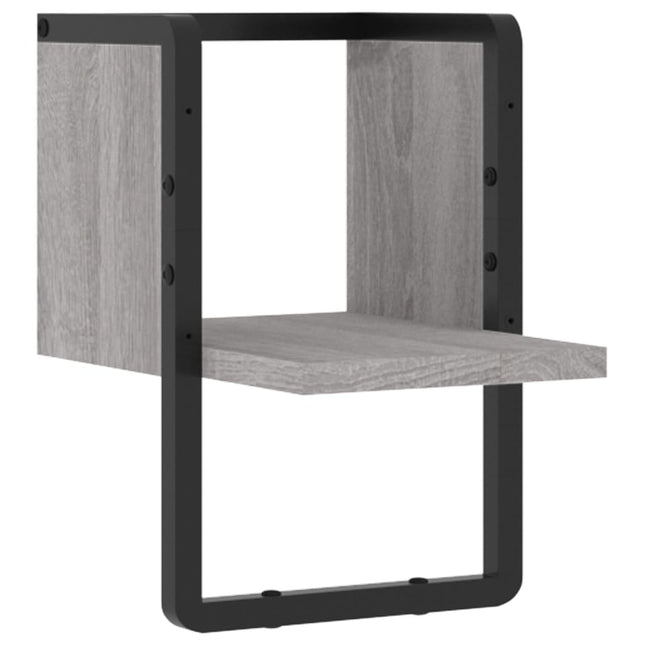 væghylde med stang 20x25x30 cm grå sonoma-eg