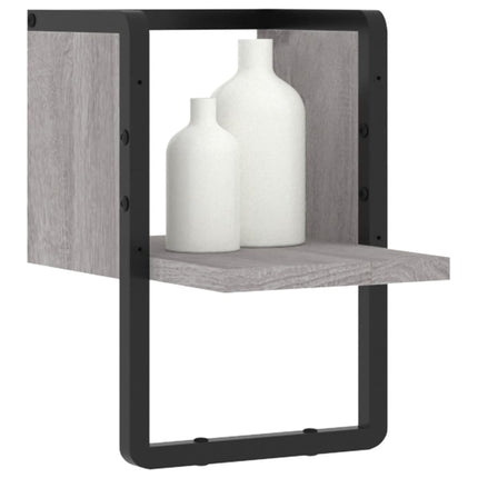 væghylde med stang 20x25x30 cm grå sonoma-eg