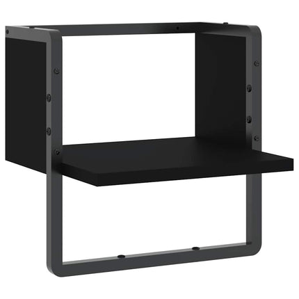 væghylde med stang 30x25x30 cm sort