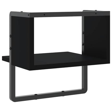 væghylde med stang 30x25x30 cm sort