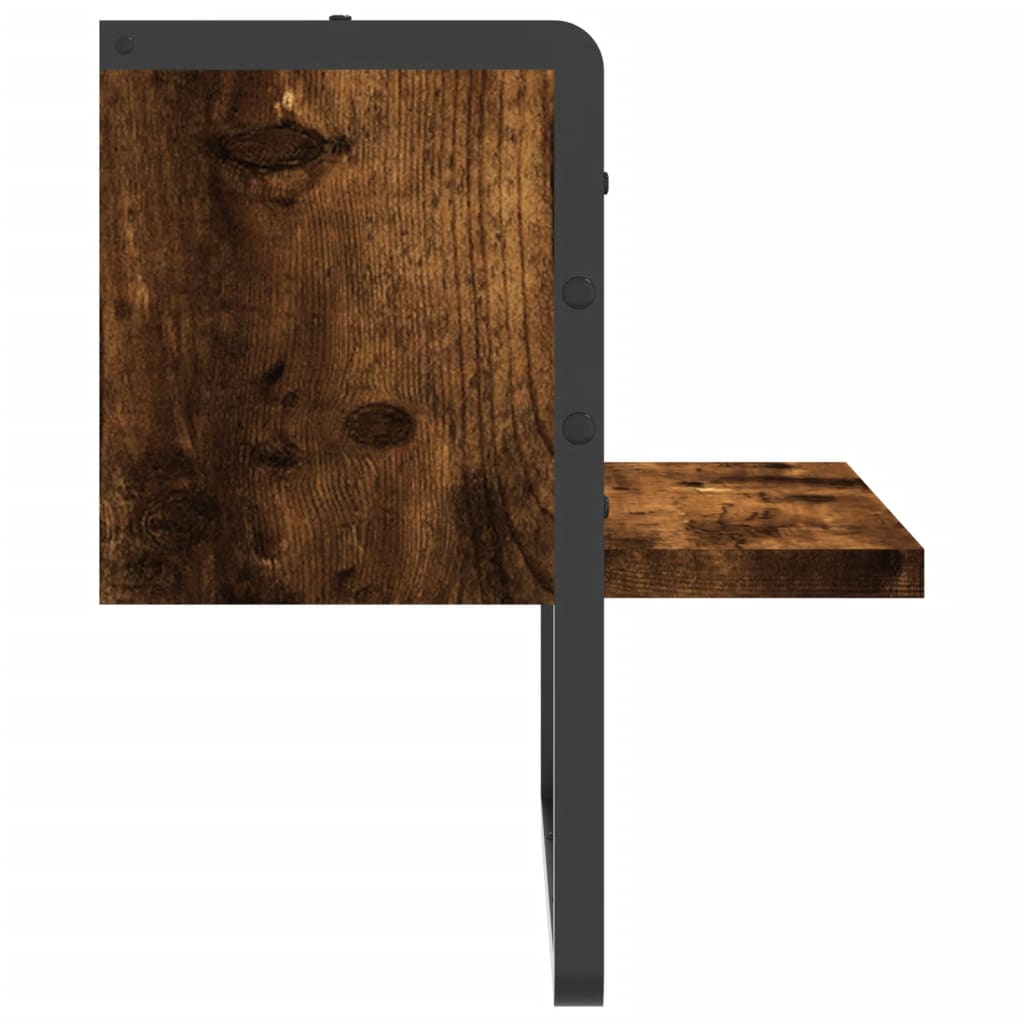 væghylde med stang 30x25x30 cm røget egetræsfarve