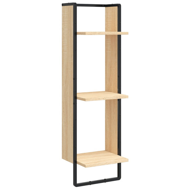 vægreol med 3 hylder 30x25x100 cm konstrueret træ sonoma-eg