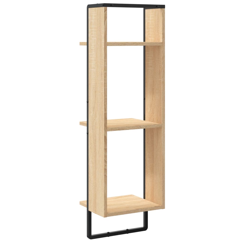 vægreol med 3 hylder 30x25x100 cm konstrueret træ sonoma-eg