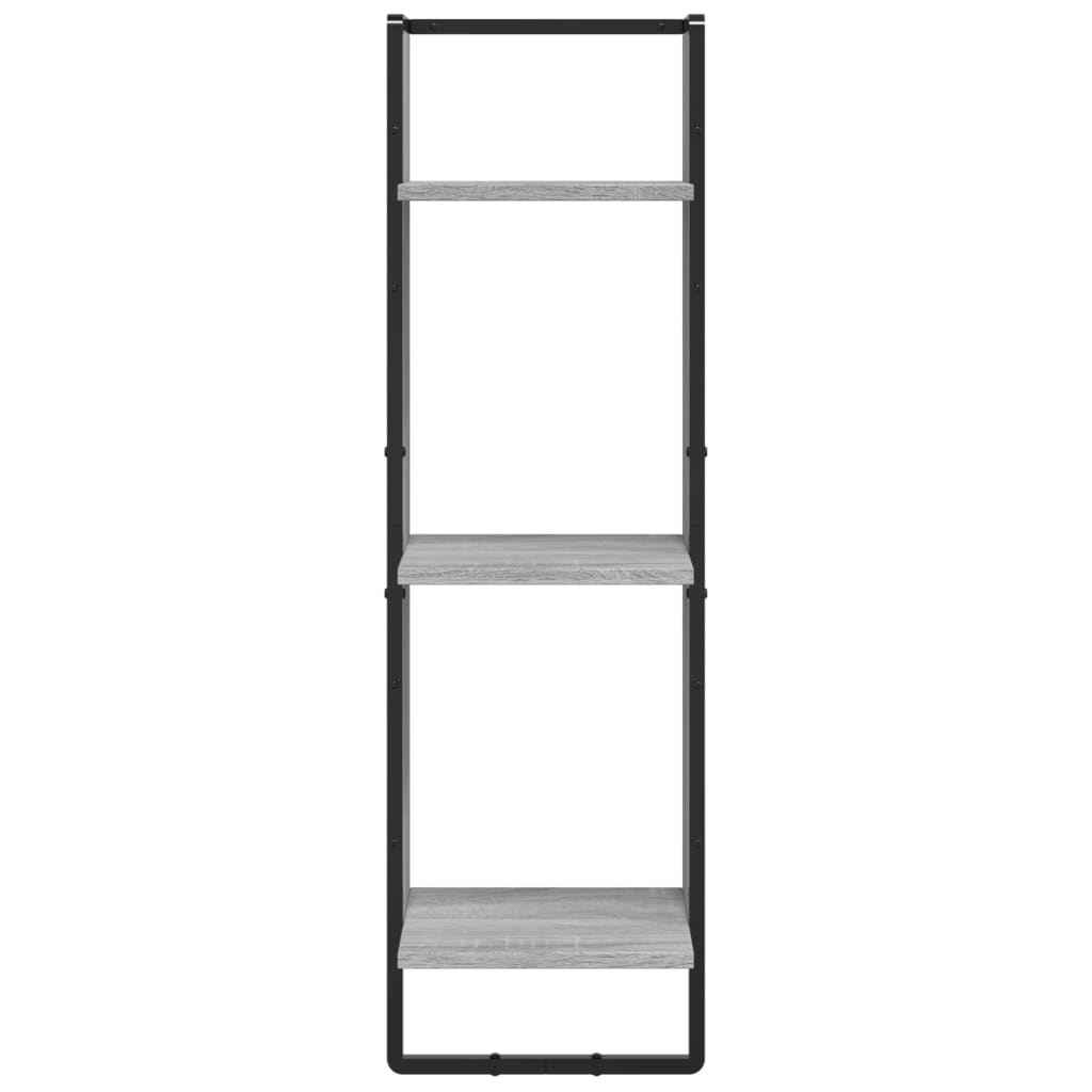 væghyldesæt med stænger 6 dele konstrueret træ grå sonoma-eg