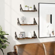 væghylder 3 stk. konstrueret træ røget egetræsfarve