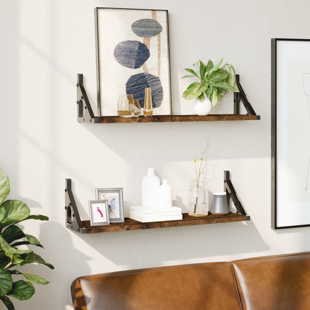 væghylder 2 stk. 60x15x15,5 cm røget egetræsfarve