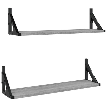 væghylder 2 stk. 60x15x15,5 cm grå sonoma-eg