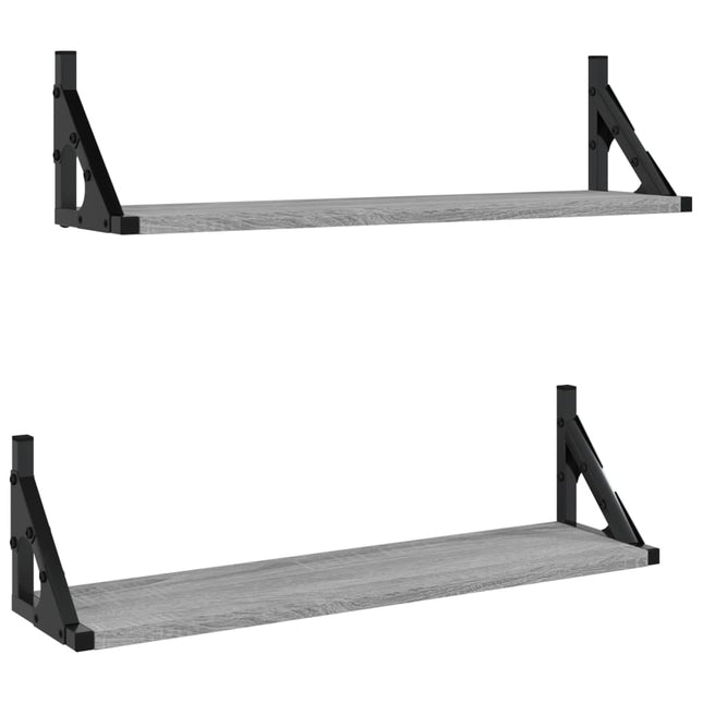 væghylder 2 stk. 60x15x15,5 cm grå sonoma-eg
