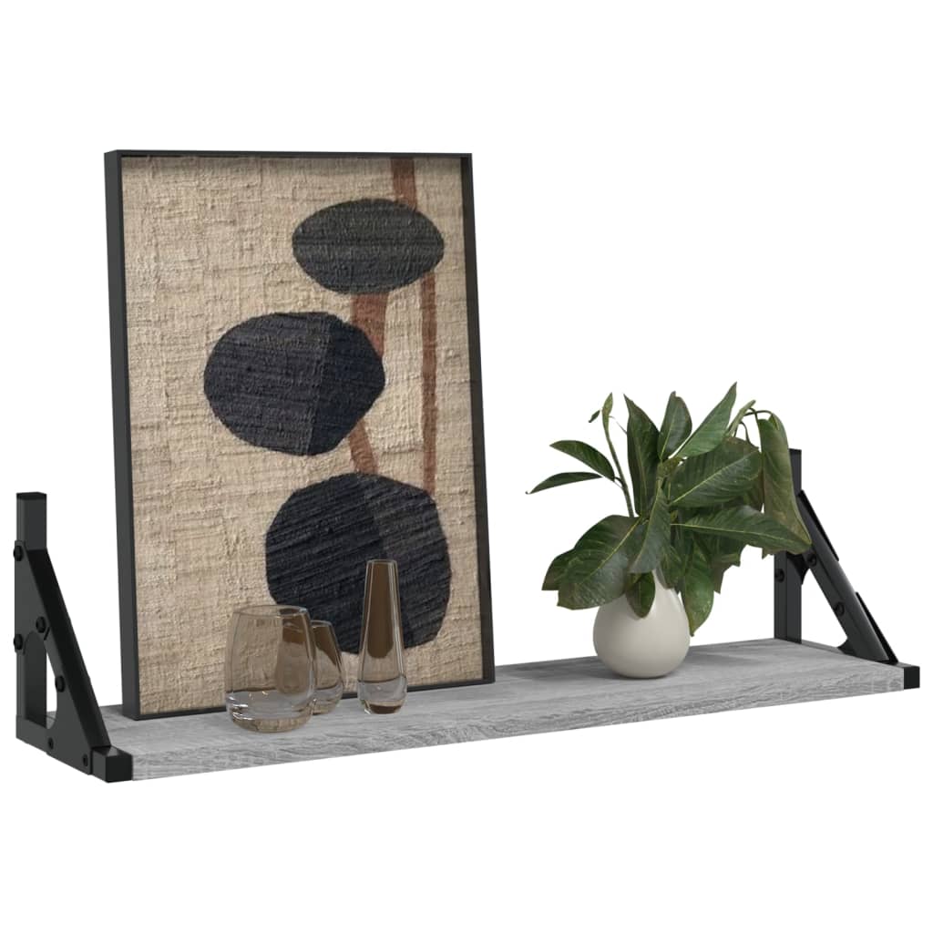 væghylder 2 stk. 60x15x15,5 cm grå sonoma-eg