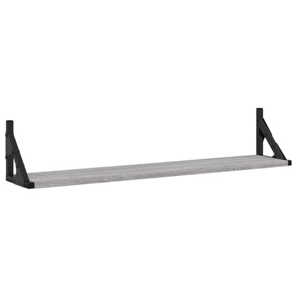 væghylder 2 stk. 80x15x15,5 cm konstrueret træ grå sonoma-eg