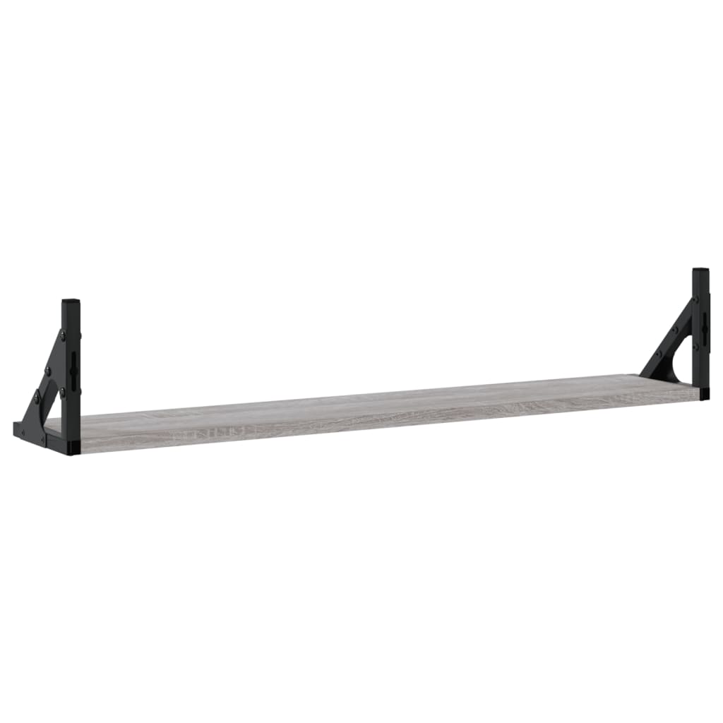 væghylder 2 stk. 80x15x15,5 cm konstrueret træ grå sonoma-eg
