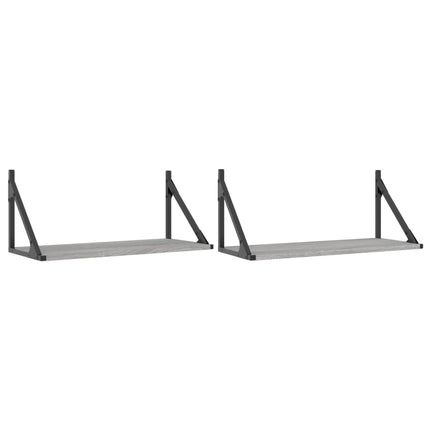 væghylder 2 stk. 60x25x25,5 cm konstrueret træ grå sonoma-eg