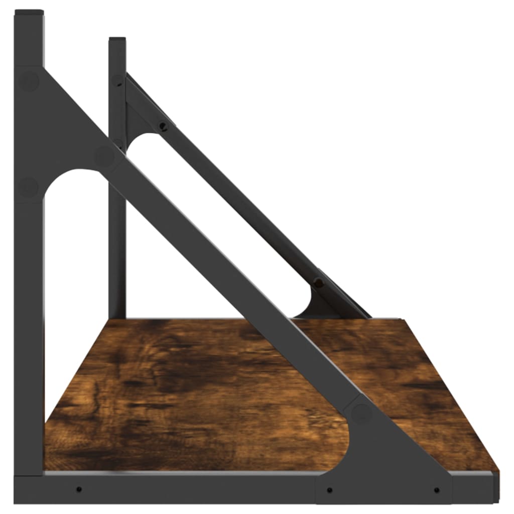 væghylder 2 stk. 80x25x25,5 cm konstrueret træ røget egetræ