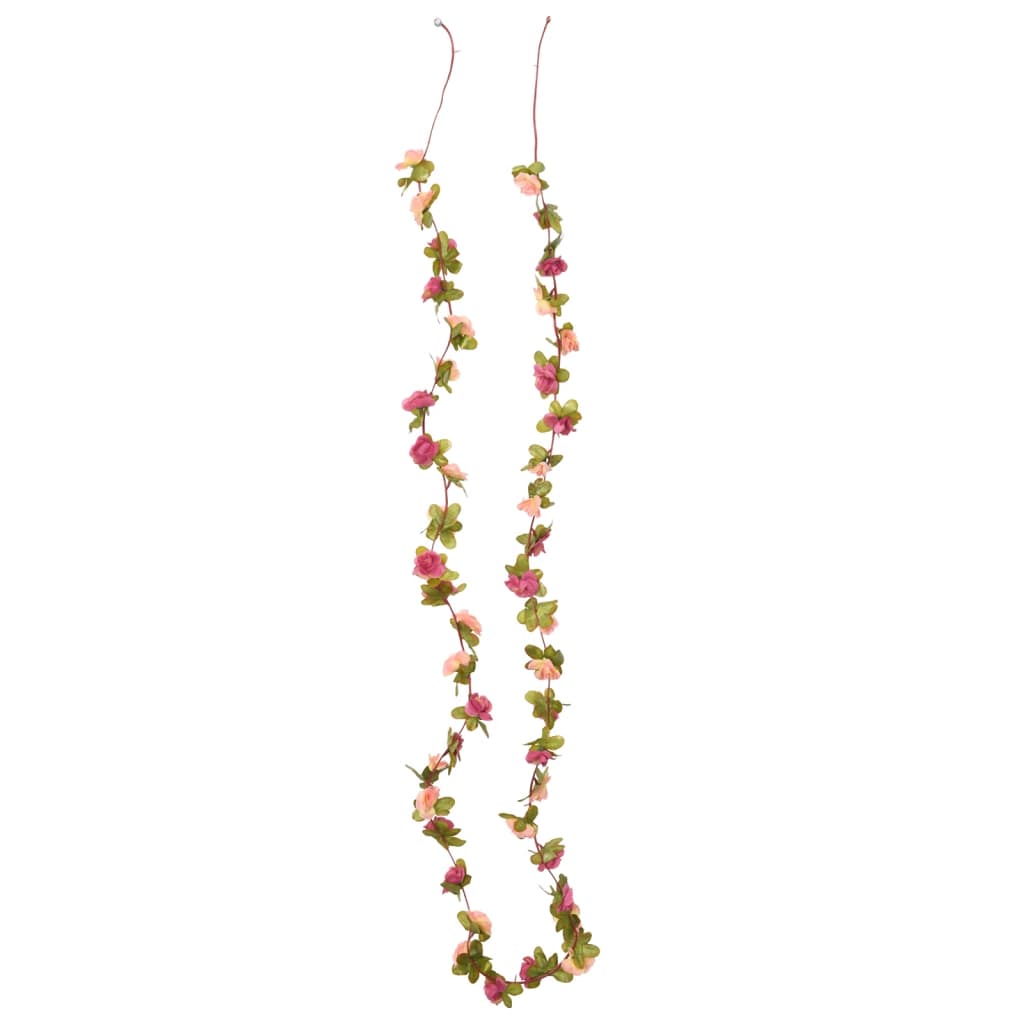 blomsterguirlander til jul 6 stk. 250 cm rosenrød