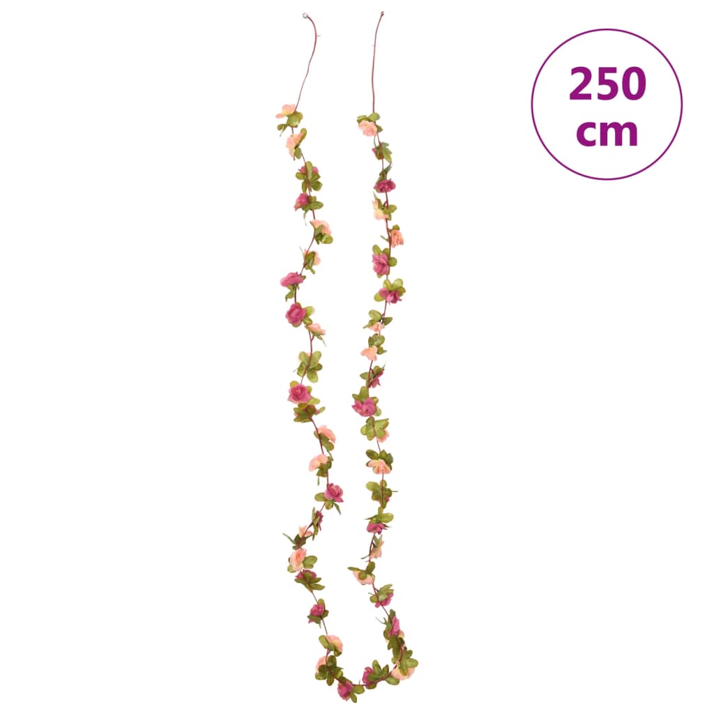 blomsterguirlander til jul 6 stk. 250 cm rosenrød