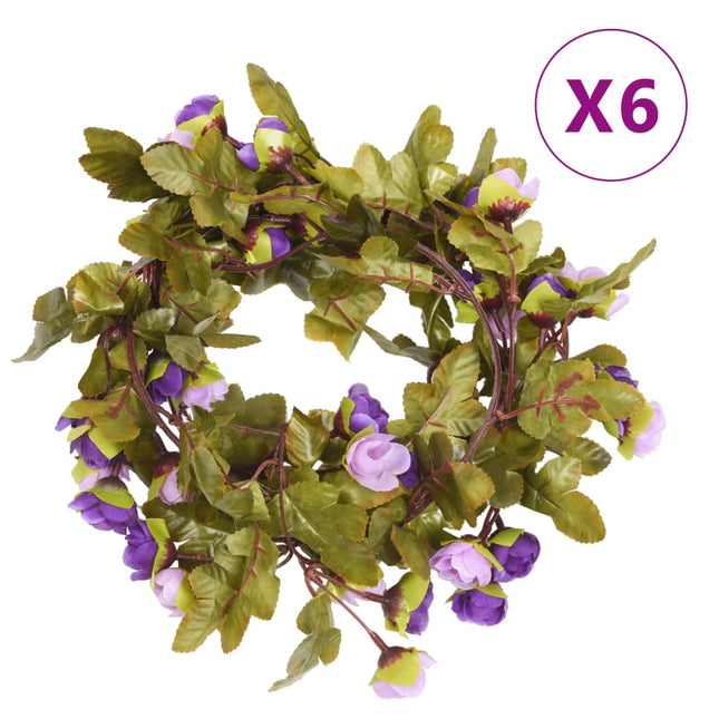blomsterguirlander 6 stk. 215 cm lyslilla