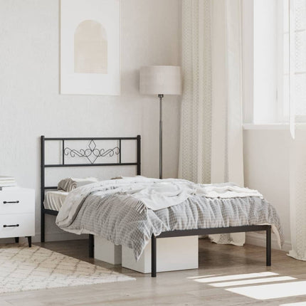 sengeramme med sengegavl 90x190 cm metal sort