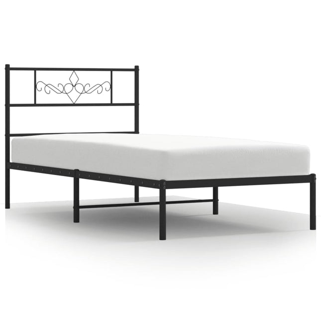 sengeramme med sengegavl 90x200 cm metal sort