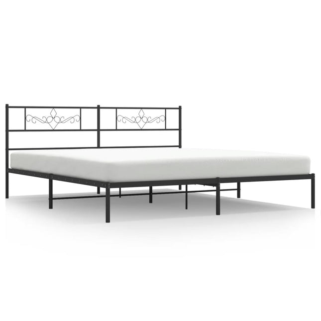 sengeramme med sengegavl 180x200 cm metal sort