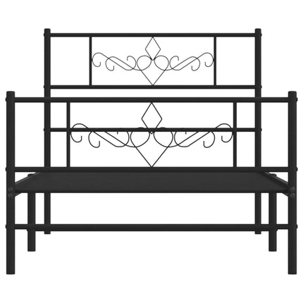 sengeramme med sengegavl og fodgærde 75x190 cm metal sort