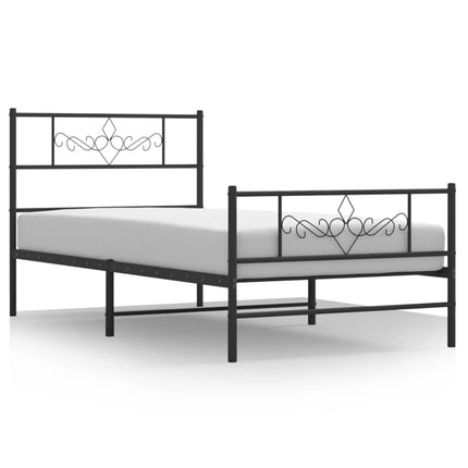 sengeramme med sengegavl og fodgærde 80x200 cm metal sort