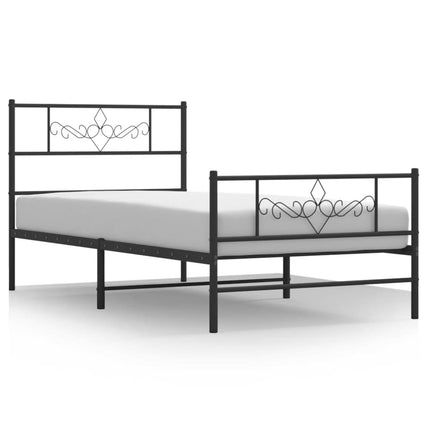 sengeramme med sengegavl og fodgærde 107x203 cm metal sort