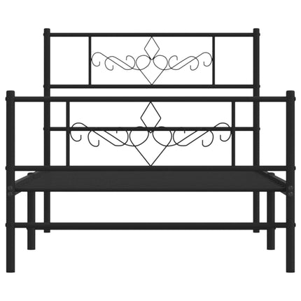 sengeramme med sengegavl og fodgærde 107x203 cm metal sort