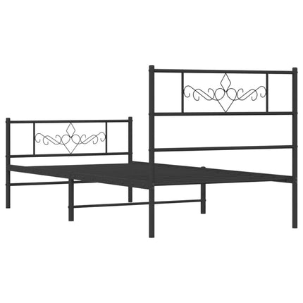sengeramme med sengegavl og fodgærde 107x203 cm metal sort