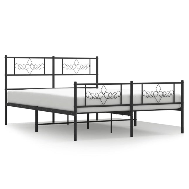 sengeramme med sengegavl og fodgærde 140x190 cm metal sort