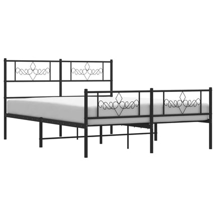 sengeramme med sengegavl og fodgærde 140x190 cm metal sort
