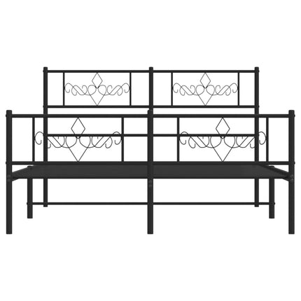 sengeramme med sengegavl og fodgærde 140x190 cm metal sort