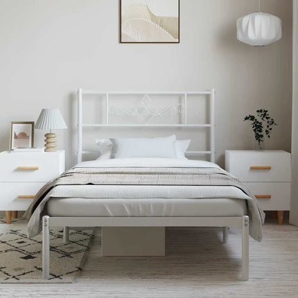 sengeramme med sengegavl 100x200 cm metal hvid