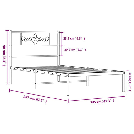 sengeramme med sengegavl 100x200 cm metal hvid