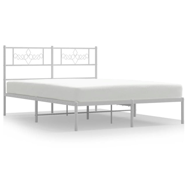 sengeramme med sengegavl 140x200 cm metal hvid