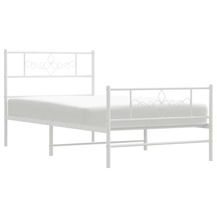 sengeramme med sengegavl og fodgærde 75x190 cm metal hvid
