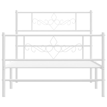sengeramme med sengegavl og fodgærde 75x190 cm metal hvid