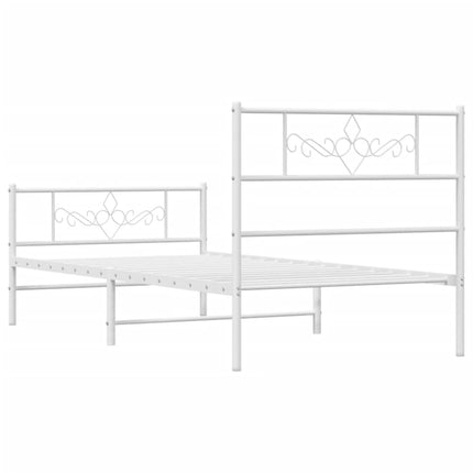 sengeramme med sengegavl og fodgærde 75x190 cm metal hvid