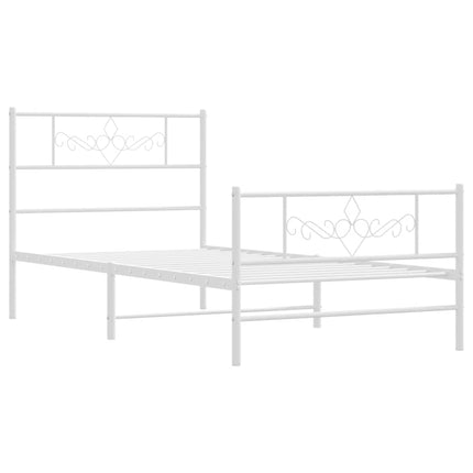 sengeramme med sengegavl og fodgærde 100x200 cm metal hvid